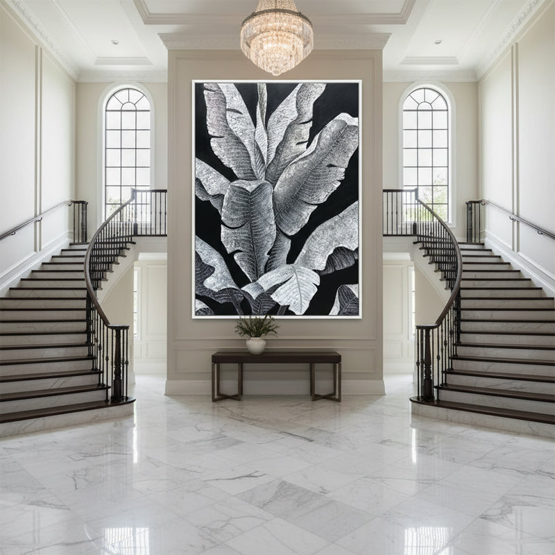 Banana leaf – rich in texture and detail, an artistic mural.