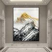 Gold Summit Mountain Oil Painting | Large Landscape Wall Art | Hand Painted Impasto Canvas