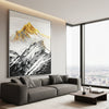Gold Summit Mountain Oil Painting | Large Landscape Wall Art | Hand Painted Impasto Canvas