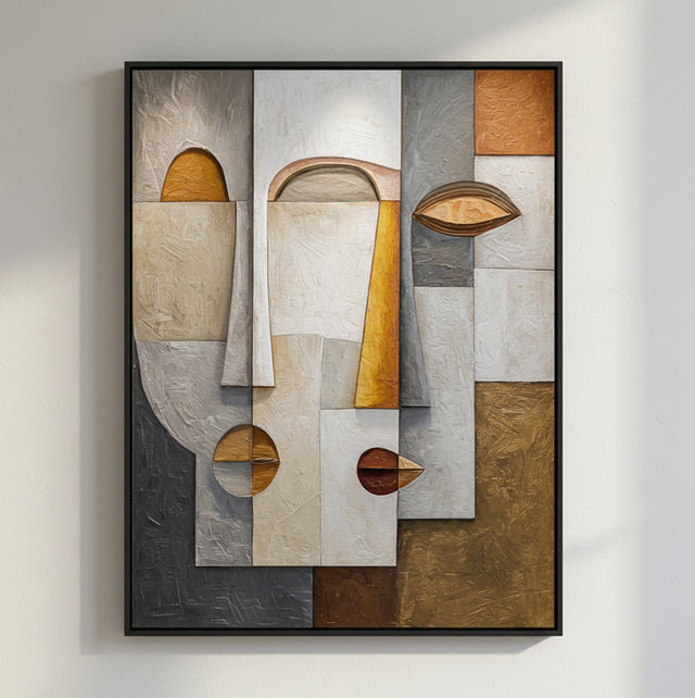 Abstract Geometric Faces Oil Painting | Cubist Wall Art | Hand Painted