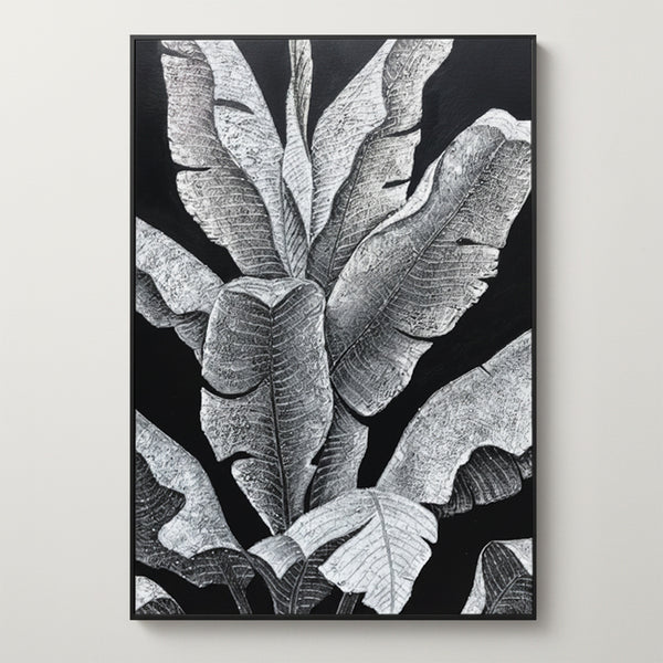 Banana leaf – rich in texture and detail, an artistic mural.