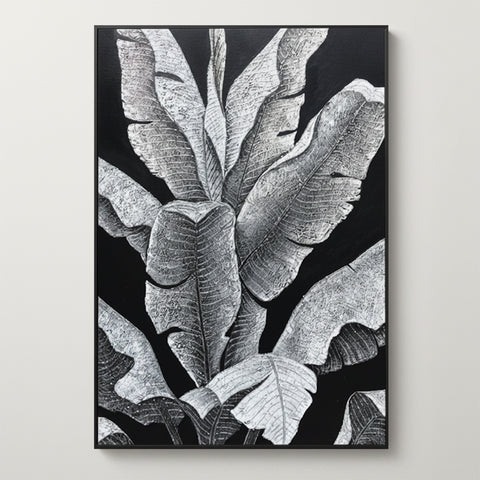 Banana leaf – rich in texture and detail, an artistic mural.