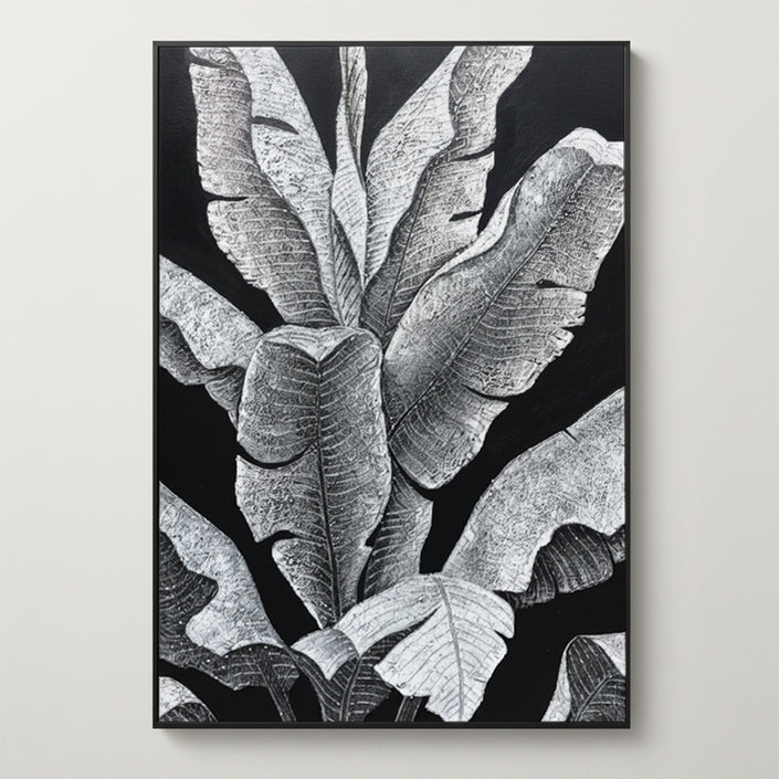 Banana leaf – rich in texture and detail, an artistic mural.