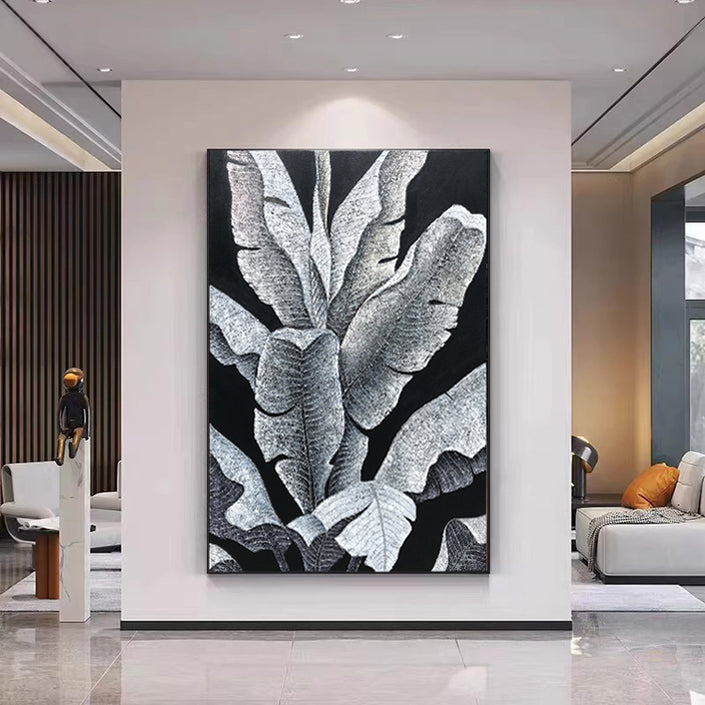 Banana leaf – rich in texture and detail, an artistic mural.