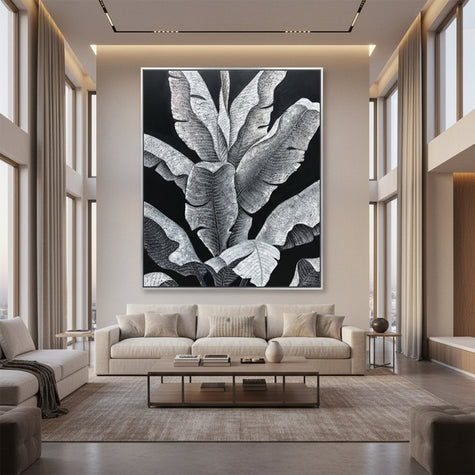 Banana leaf – rich in texture and detail, an artistic mural.