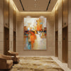 Golden Skyline Abstract Oil Painting | Warm Amber Textured Wall Art
