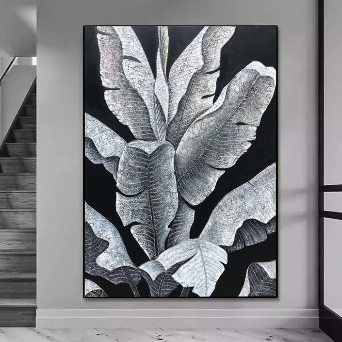 Banana leaf – rich in texture and detail, an artistic mural.