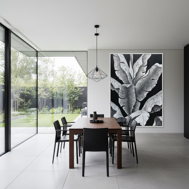 Banana leaf – rich in texture and detail, an artistic mural.